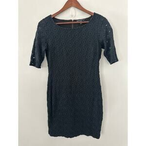 Banana Republic Black  Crochet Lace Shift Dress sz 4